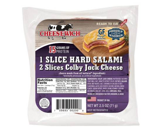 Order Cheesewich Colby Jack & Salami (2.5 oz) food online from Urban Value Corner Store store, Dallas on bringmethat.com