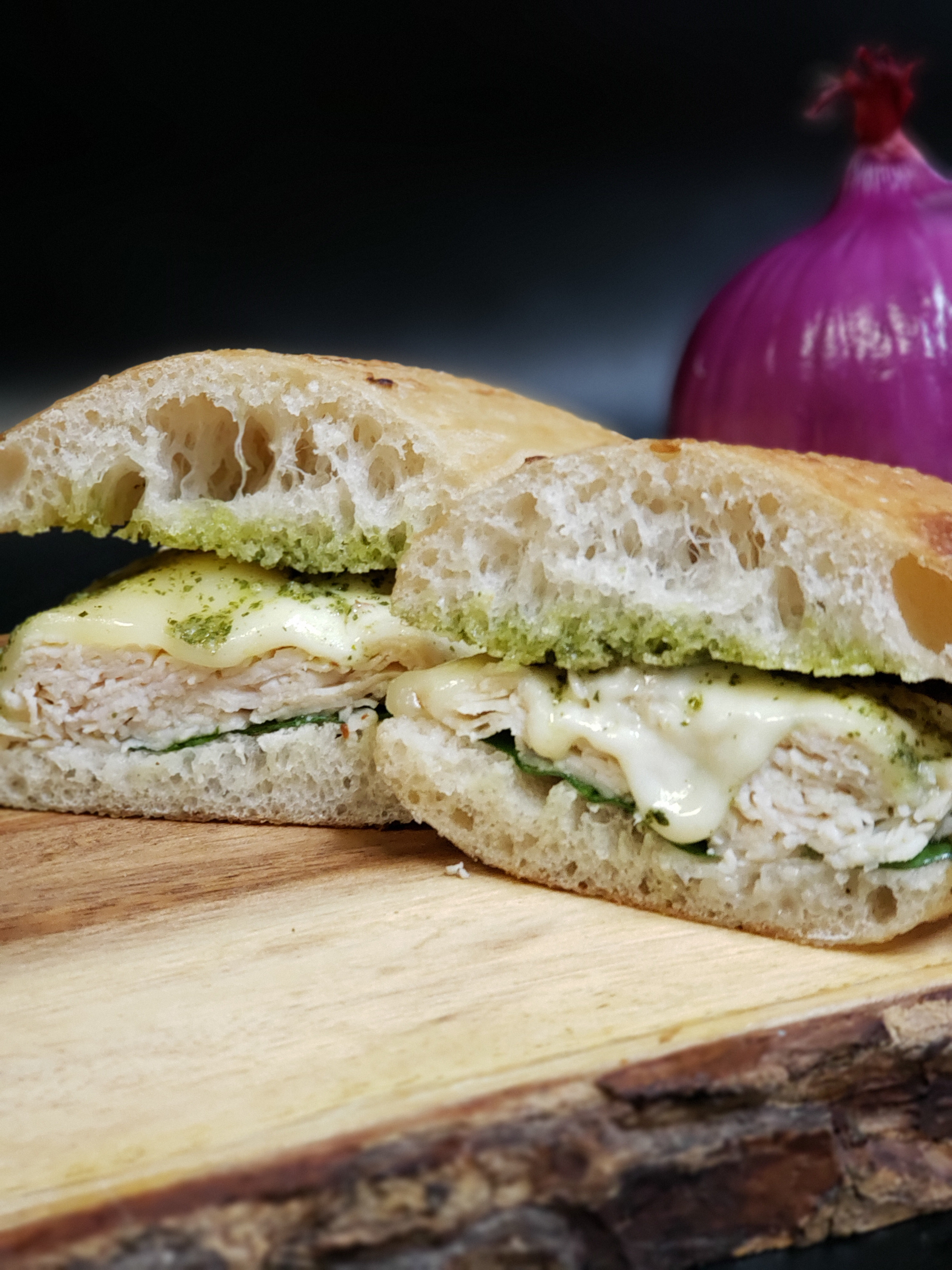 Order Spinach Pesto Sandwich food online from Jitters Cafe store, North Chili on bringmethat.com
