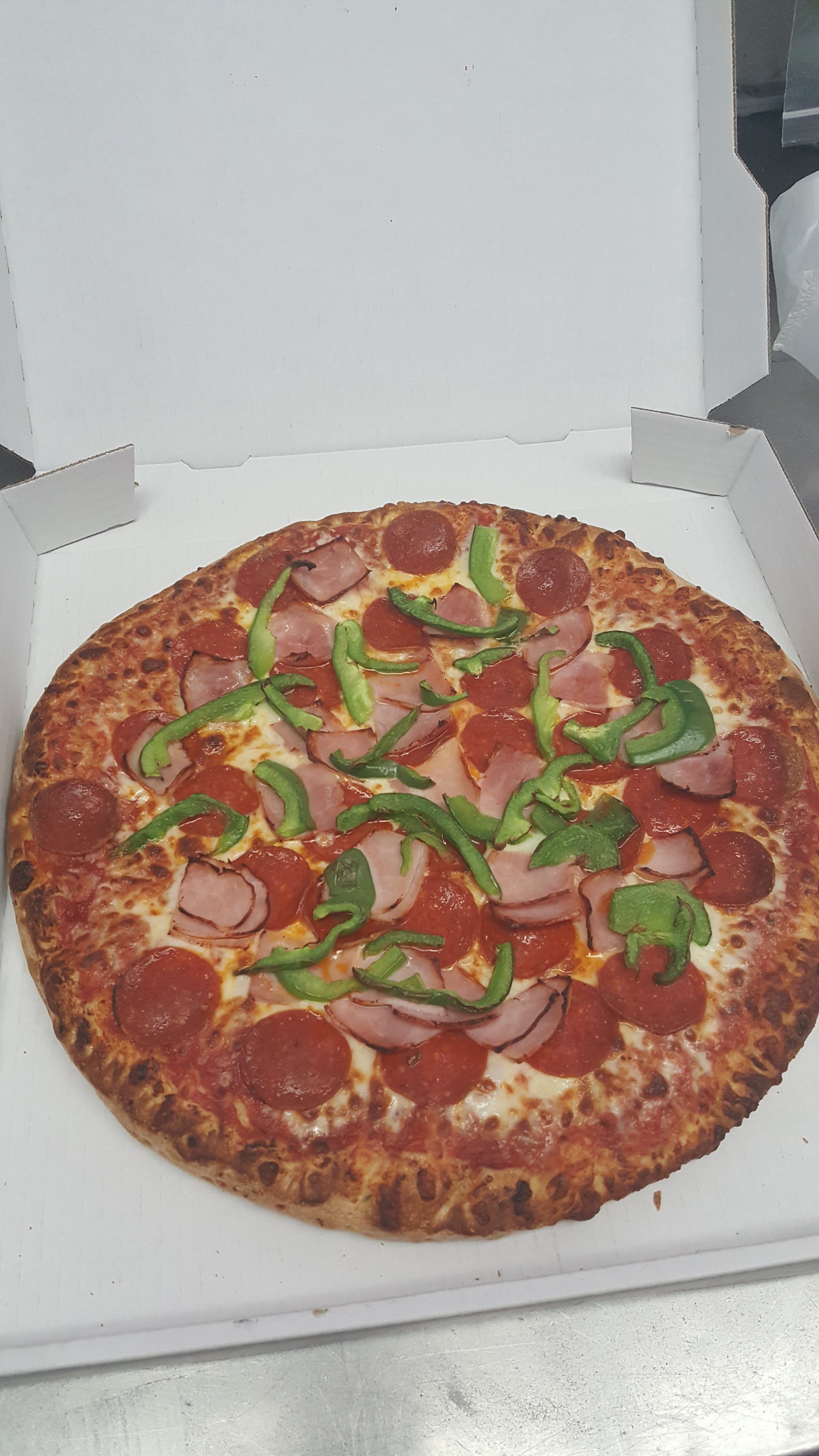 Order Cheese Pizza with Three Toppings - Small 10" (6 Slices) food online from Valentino's Pizza store, Livonia on bringmethat.com