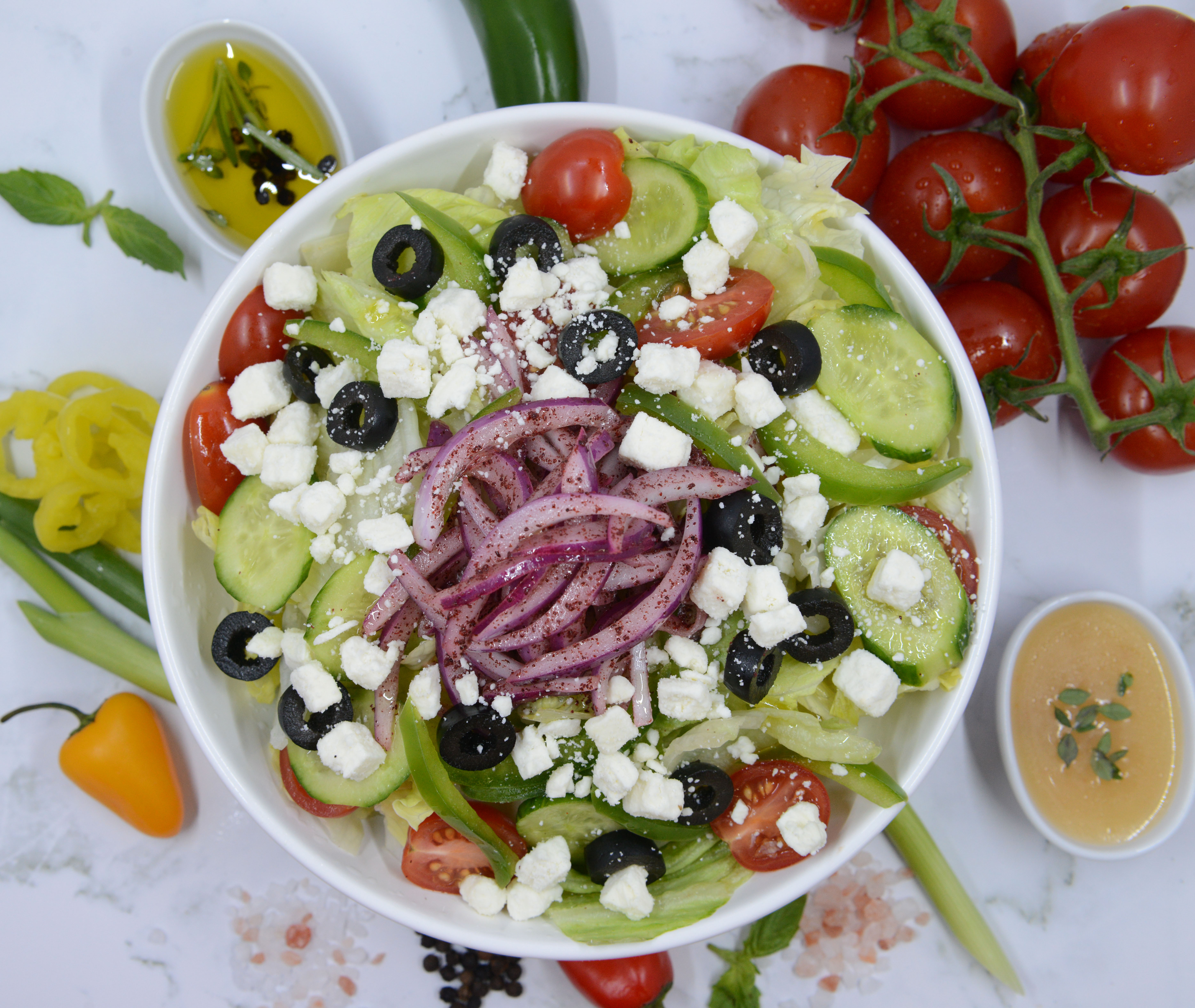 Order Greek Salad food online from Jeb Pizza store, Troy on bringmethat.com