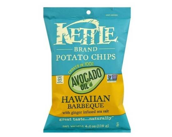 Order Kettle Brand Potato Chips Hawaiian Bbq Avocado Oil (4.2 oz) food online from Classic Candy Shack store, San Francisco on bringmethat.com