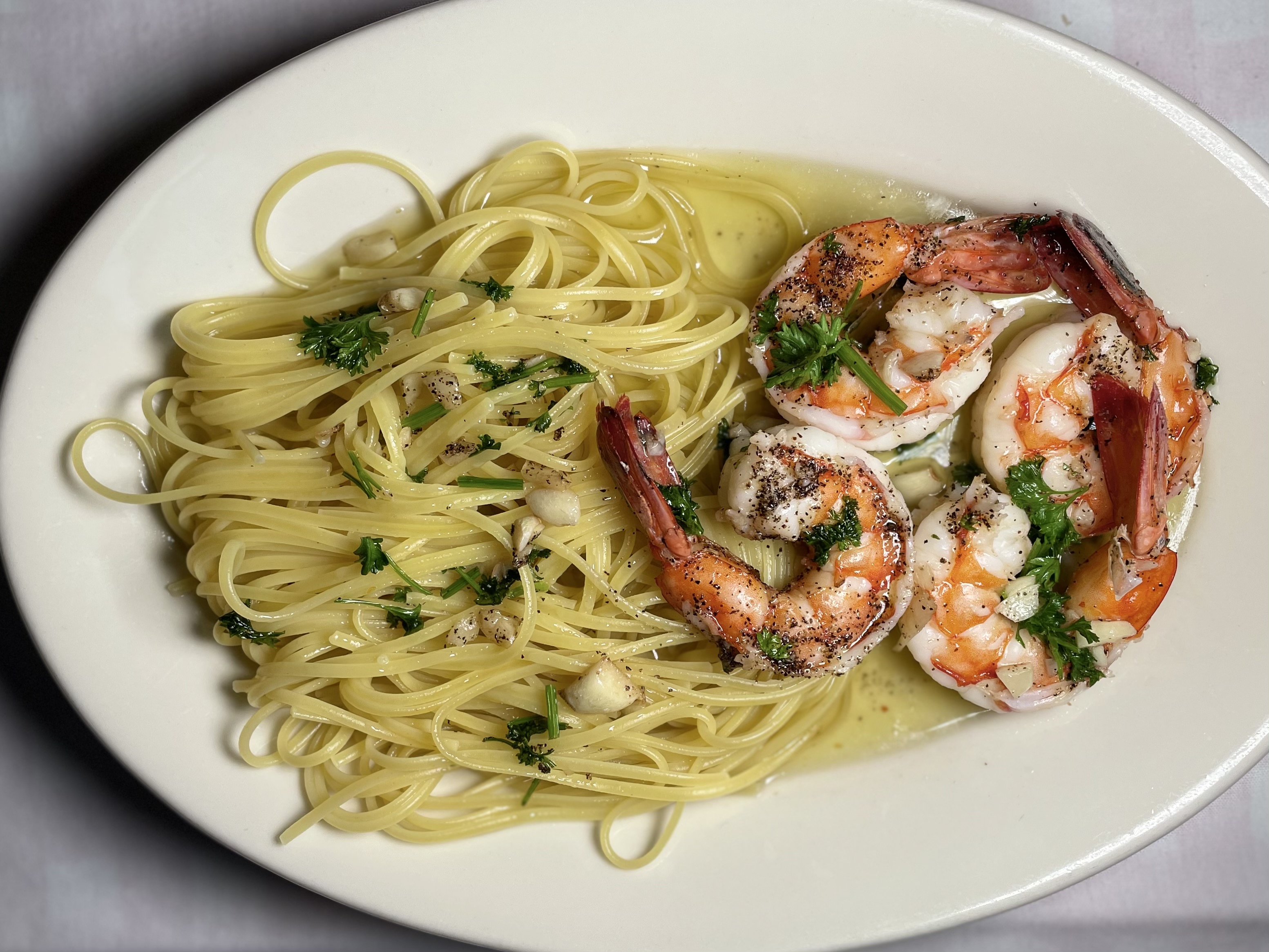 Order Shrimp Garlic and Butter with Linguini food online from Pines of Rome store, Bethesda on bringmethat.com