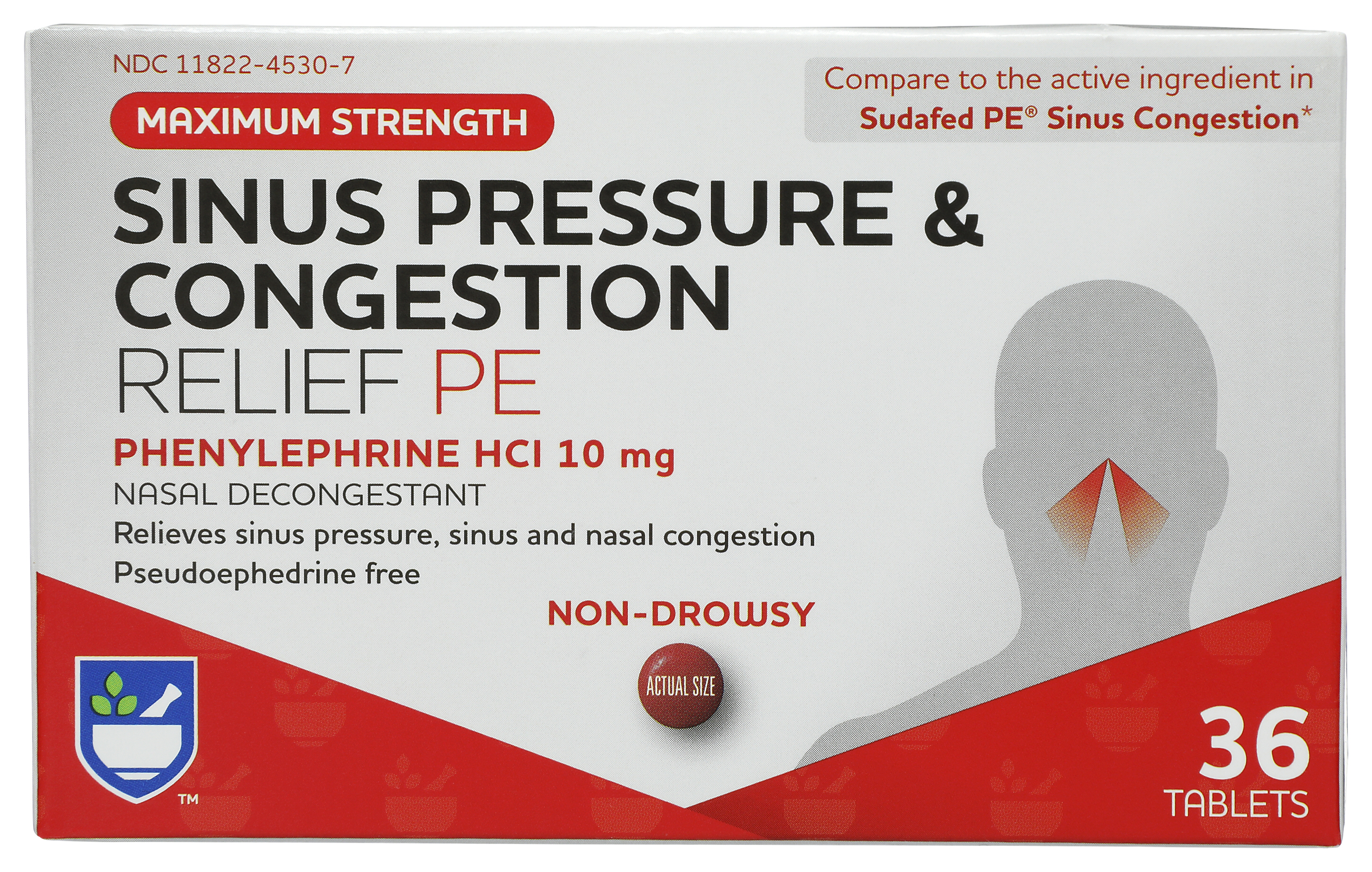 Order Rite Aid Maxiumum Strength Sinus Pressure and Congestion Relief Tablets - 10mg, 36 ct food online from Rite Aid store, Antelope on bringmethat.com