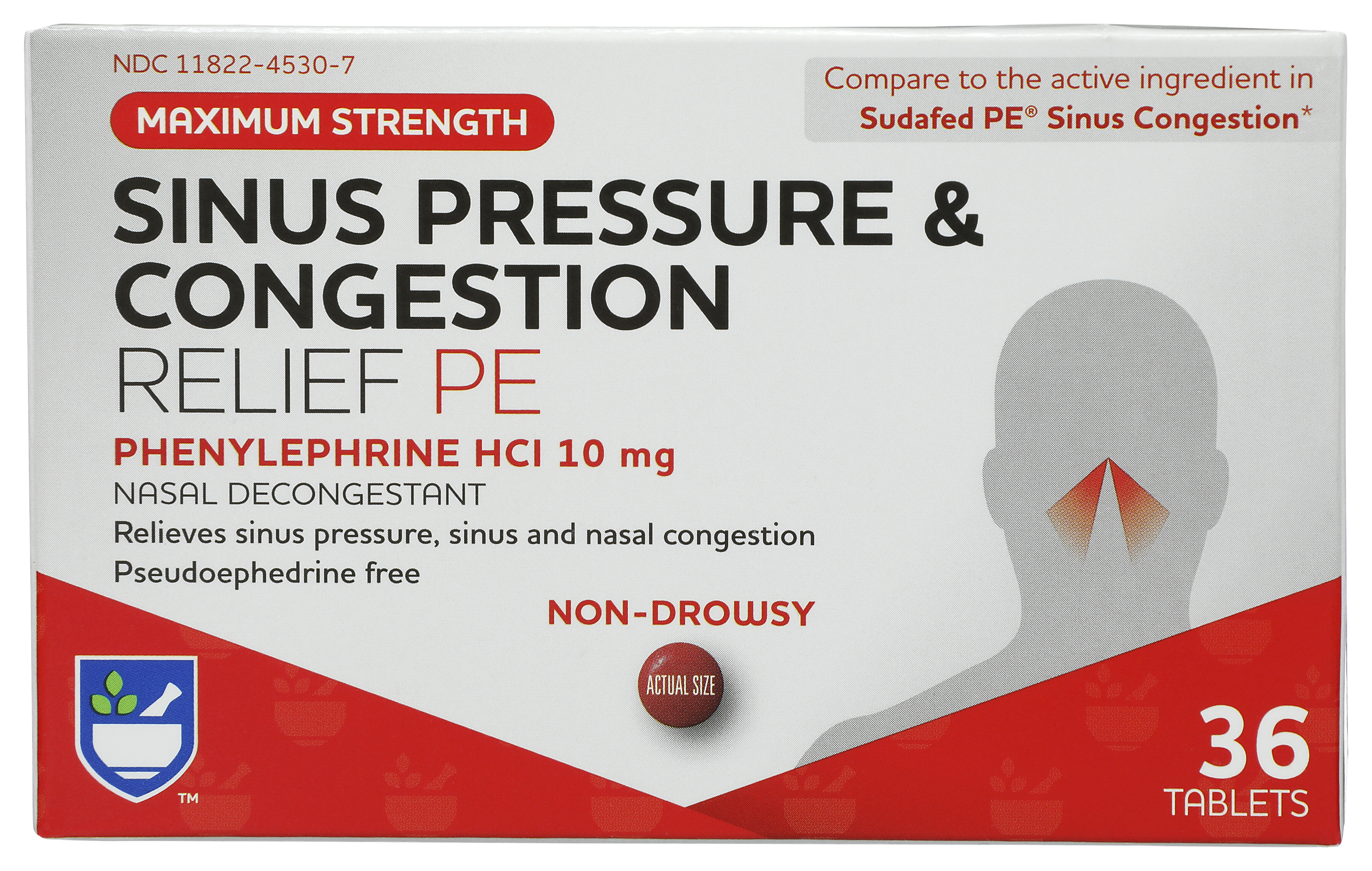 Order Rite Aid Maxiumum Strength Sinus Pressure and Congestion Relief Tablets - 10mg, 36 ct food online from Rite Aid store, ELMIRA on bringmethat.com