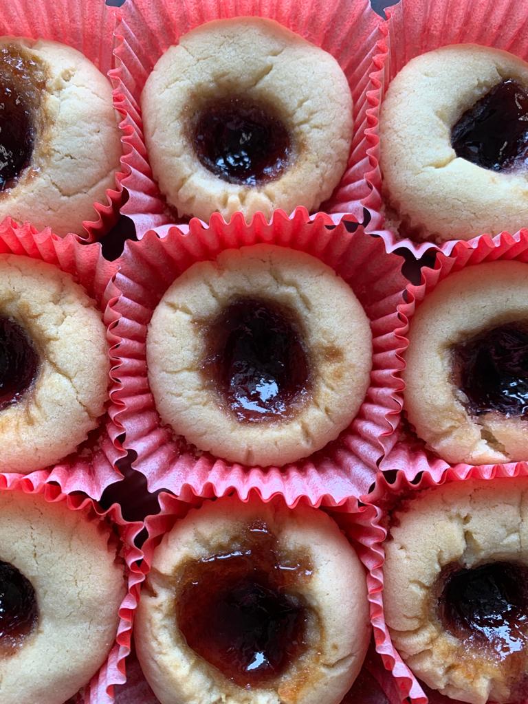 Order Grape Jam Thumbprint Cookies - 3 Pieces food online from Lema Bakery store, Houston on bringmethat.com
