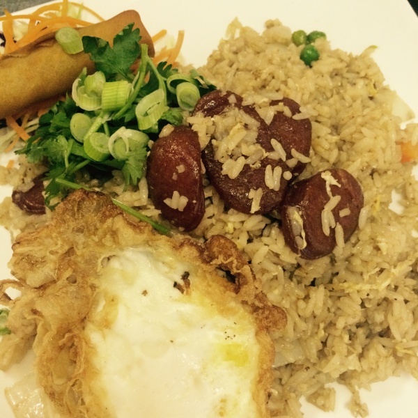 Order Sweet Chinese Sausage Fried Rice and Fried Egg food online from Thai Tea Asian Fusion Cafe  store, Irving on bringmethat.com