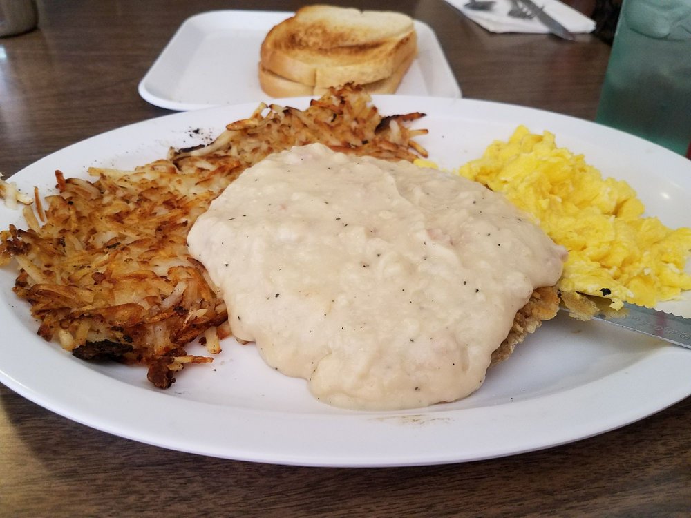 Order #8. Chicken Fried Steak and Eggs food online from Soup Shoppe store, Riverside on bringmethat.com