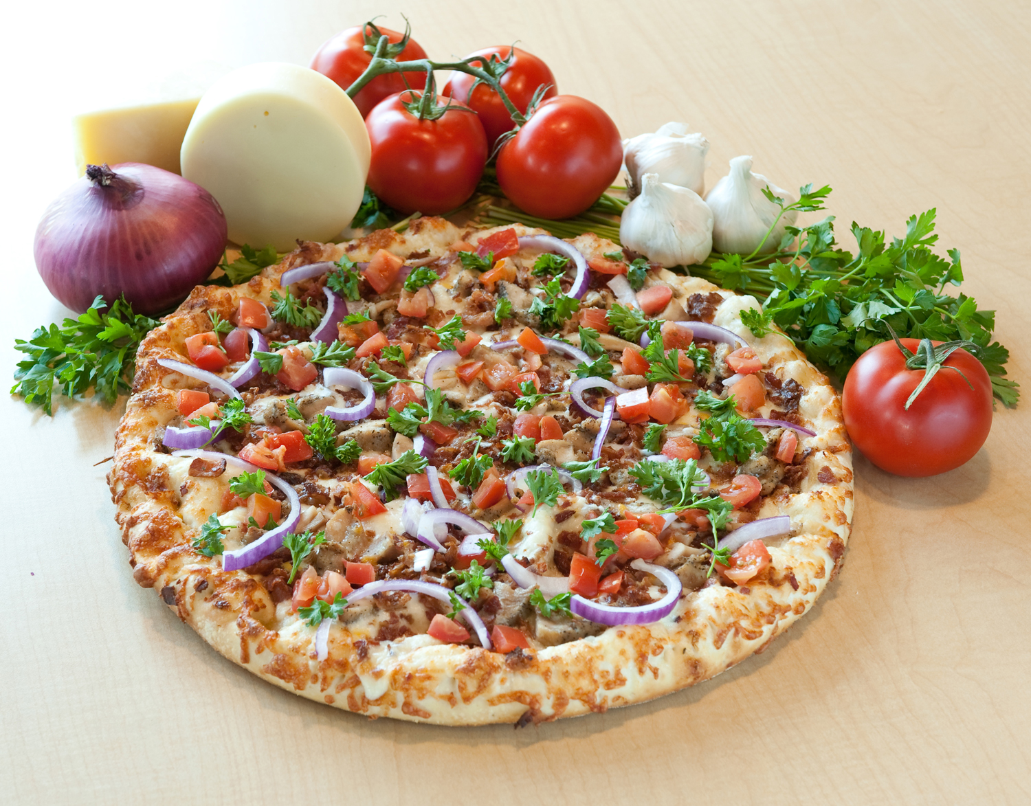 Order Chicken Bacon Ranch Pizza food online from Straw Hat Pizza store, Santa Maria on bringmethat.com