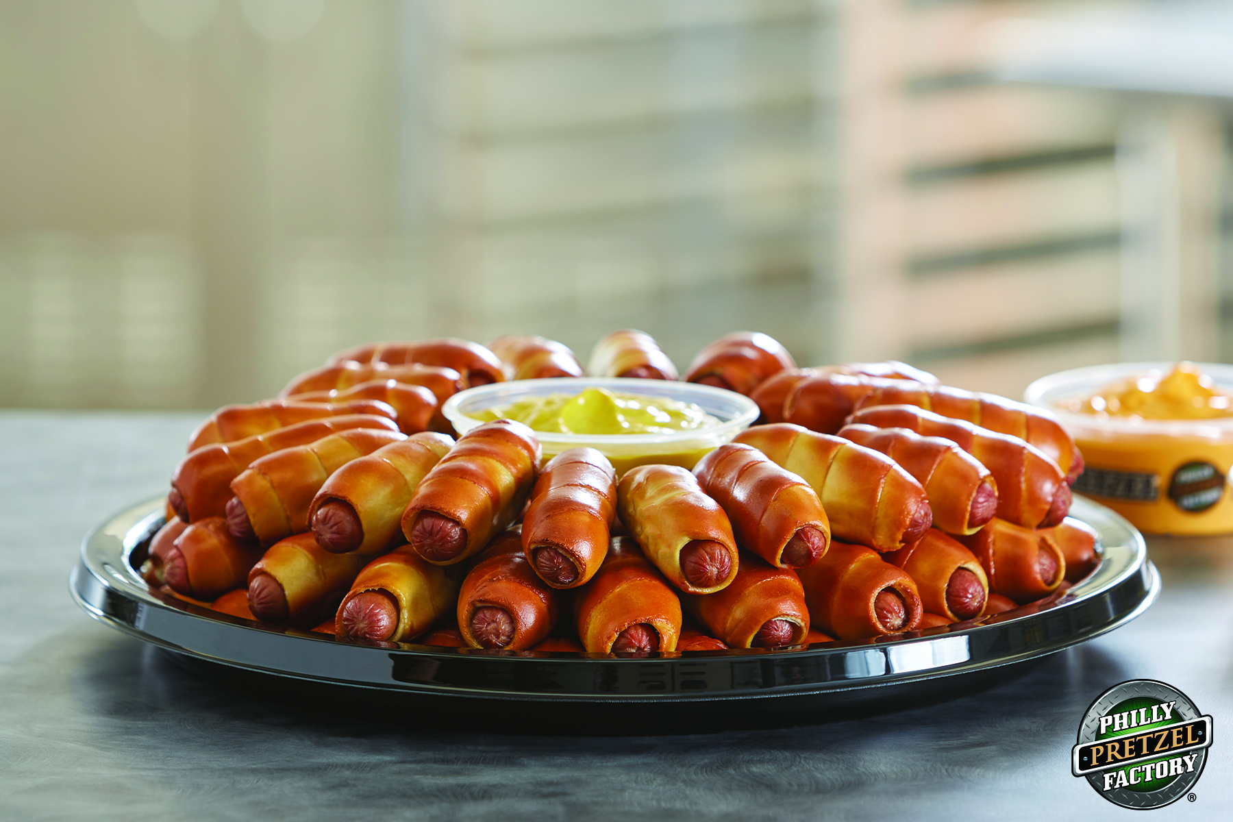 Order All Mini Dogs Party Tray food online from Philly Pretzel Factory store, Springfield on bringmethat.com