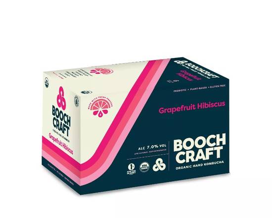Order Booch Craft Grapefruit Hibiscus 6pk 12 oz cans food online from Pacific Liquor Market store, Bell Gardens on bringmethat.com