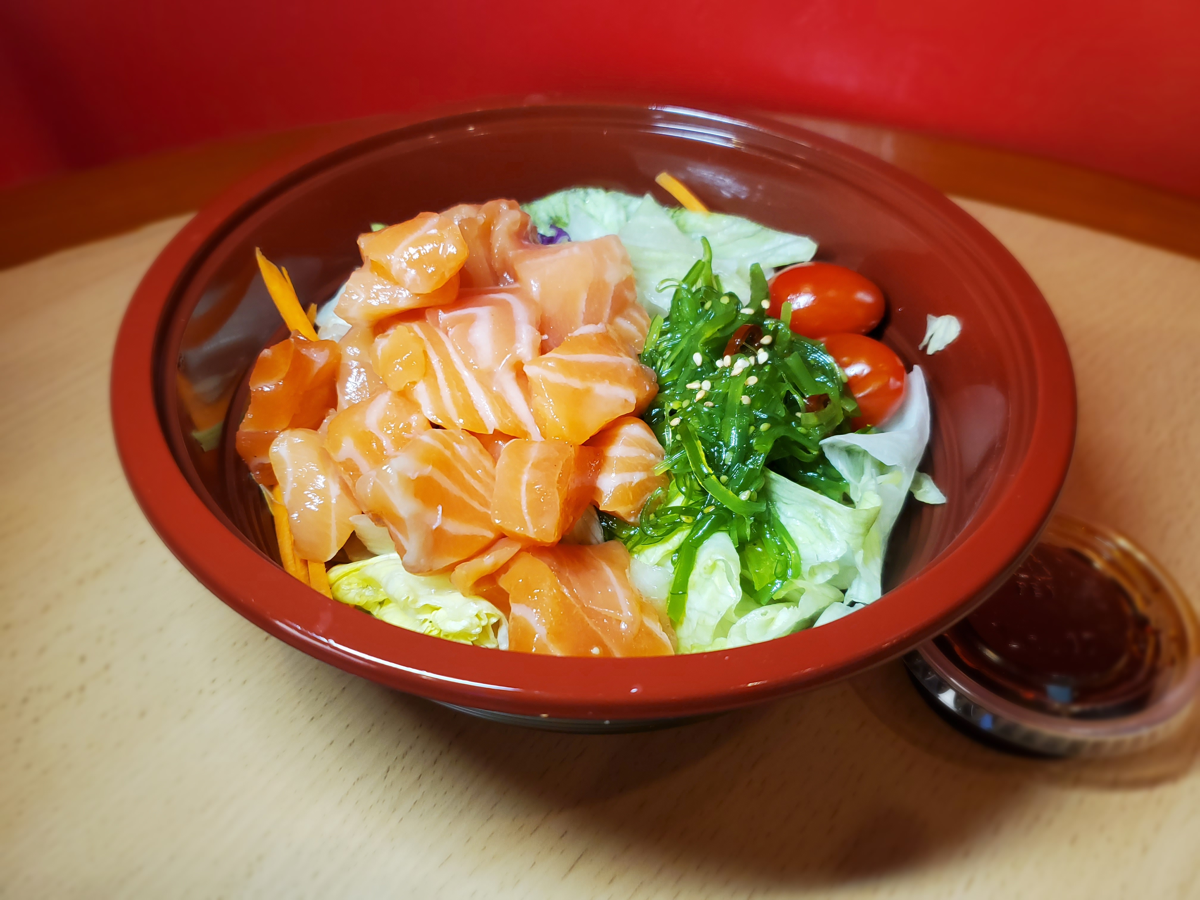 Order Salmon Poke Salad Bowl food online from Yummykoreangrill.com store, Las Vegas on bringmethat.com