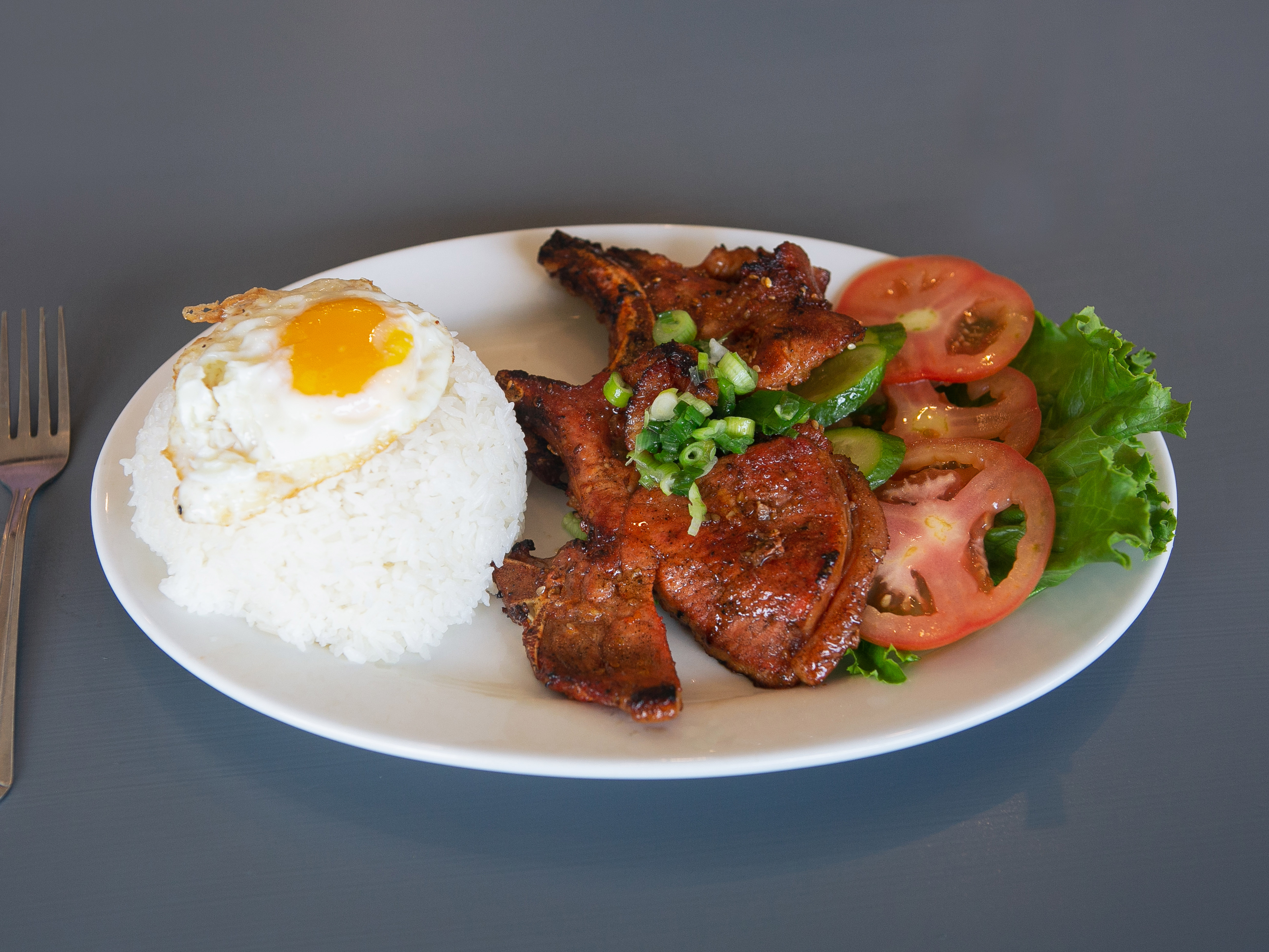 Order R1. Porkchop and Egg with Steam Rice food online from Viet Phomula store, Monrovia on bringmethat.com