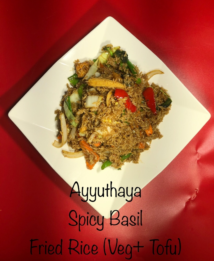 Order R4. Ayuttaya Basil Spicy Fried Rice (Dinner) -3PD food online from Chaang Thai Restaurant store, Morgantown on bringmethat.com