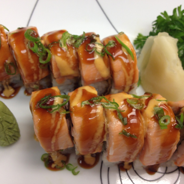 Order Spicy Baked Salmon Maki food online from Avana store, Boston on bringmethat.com
