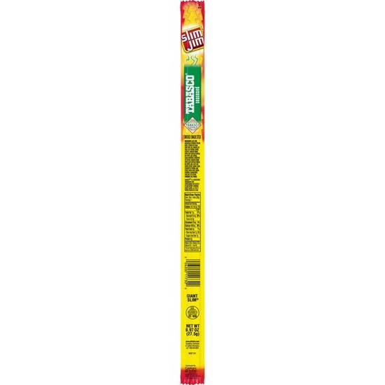 Order Slim Jim Tabasco Giant Smoked Snack Stick Keto Friendly Smoked Meat Stick food online from Exxon Food Mart store, Port Huron on bringmethat.com