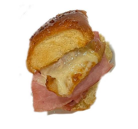 Order Ham Bacon Cheddar Sliders (3) food online from Tommy's Original Pizza store, West Chester on bringmethat.com