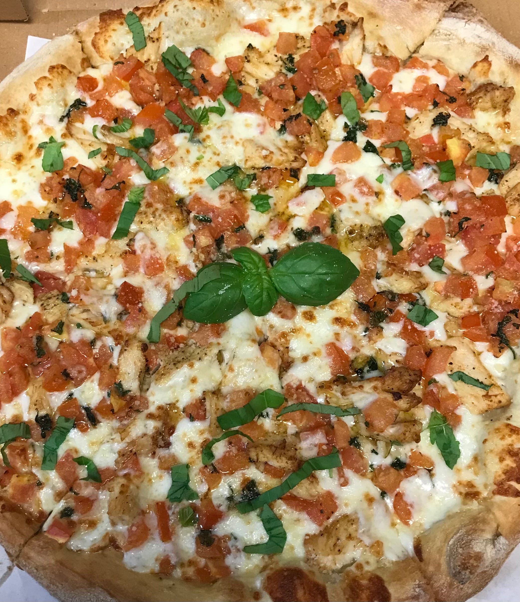Order Chicken Bruschetta Pizza - Personal 10'' food online from Family Pizzeria store, Quakertown on bringmethat.com