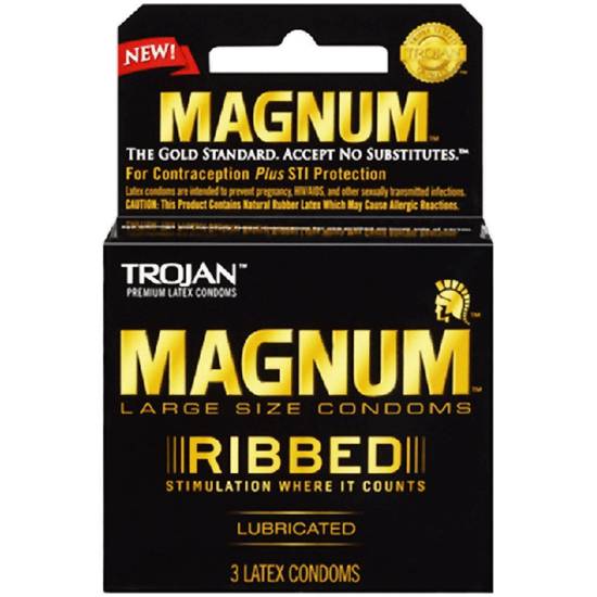 Order Trojan Magnum Condoms - Ribbed food online from IV Deli Mart store, Goleta on bringmethat.com