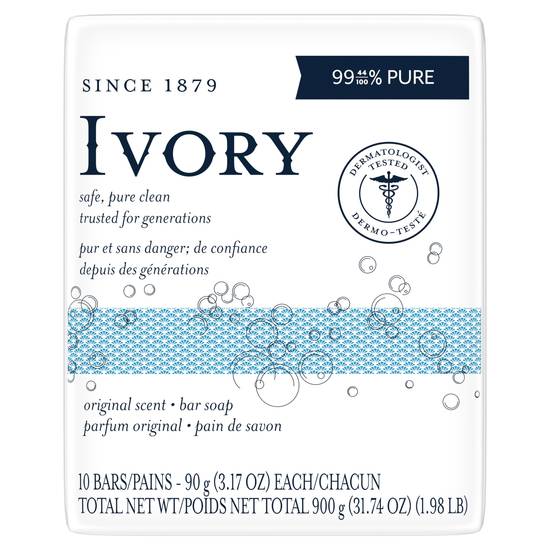 Order Ivory Bar Soap Original Scent, 3.17 OZ, 10CT food online from CVS store, FRANKFORT on bringmethat.com