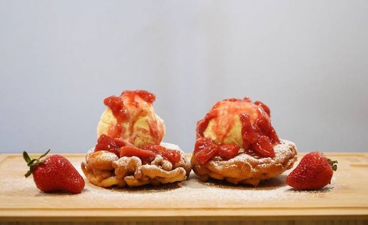 Order O'Jees Strawberry Funnel Cake food online from RVA Cafe store, Henrico on bringmethat.com