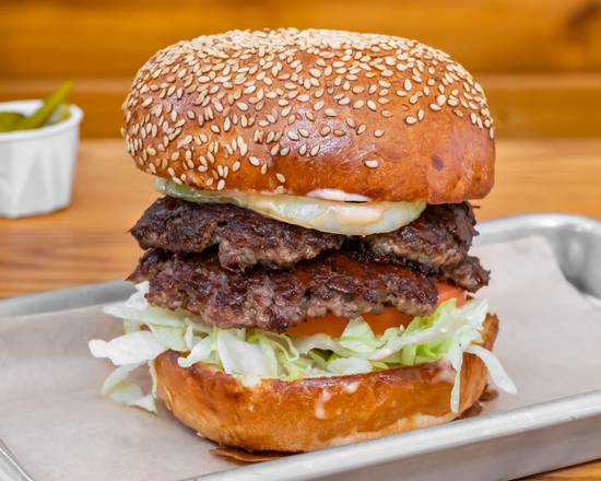 Order The Double Burger food online from Hi-Way Burger & Fry store, San Francisco on bringmethat.com