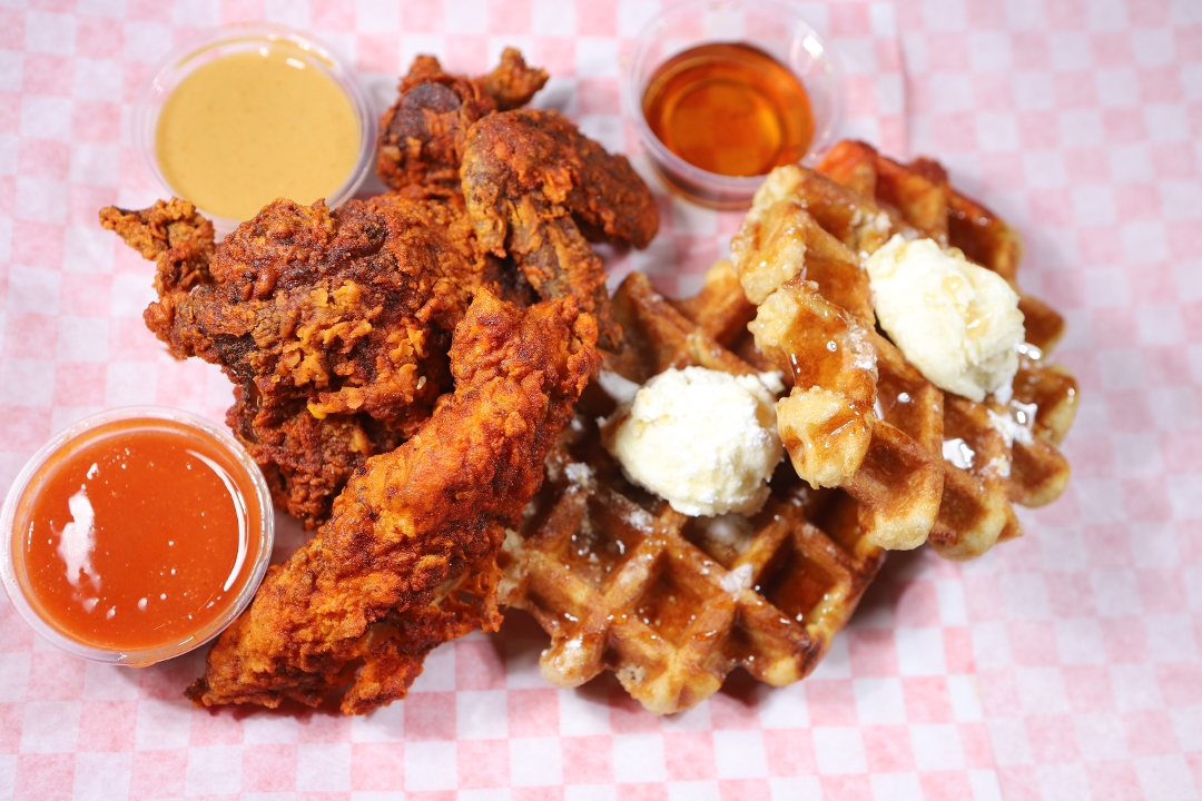 Order 2 Waffles + Breast & Wing food online from Al Hot Chicken store, Los Angeles on bringmethat.com