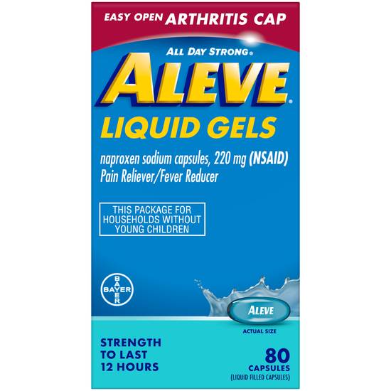 Order Aleve Naproxen Sodium Easy Open Arthitis Capsules 220 mg NSAID (80 ct) food online from Rite Aid store, PITTSBURGH on bringmethat.com