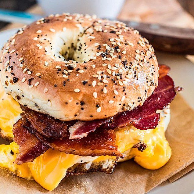 Order Bacon, Egg, and Cheese on a Bagel food online from Palm Villa Deli Company store, Seaside Heights on bringmethat.com