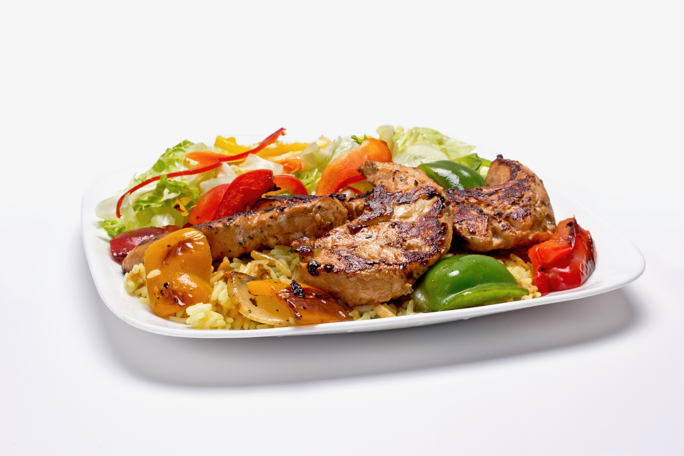Order Chicken Kabob Plate food online from Jimmy's Pizza Too store, Lowell on bringmethat.com