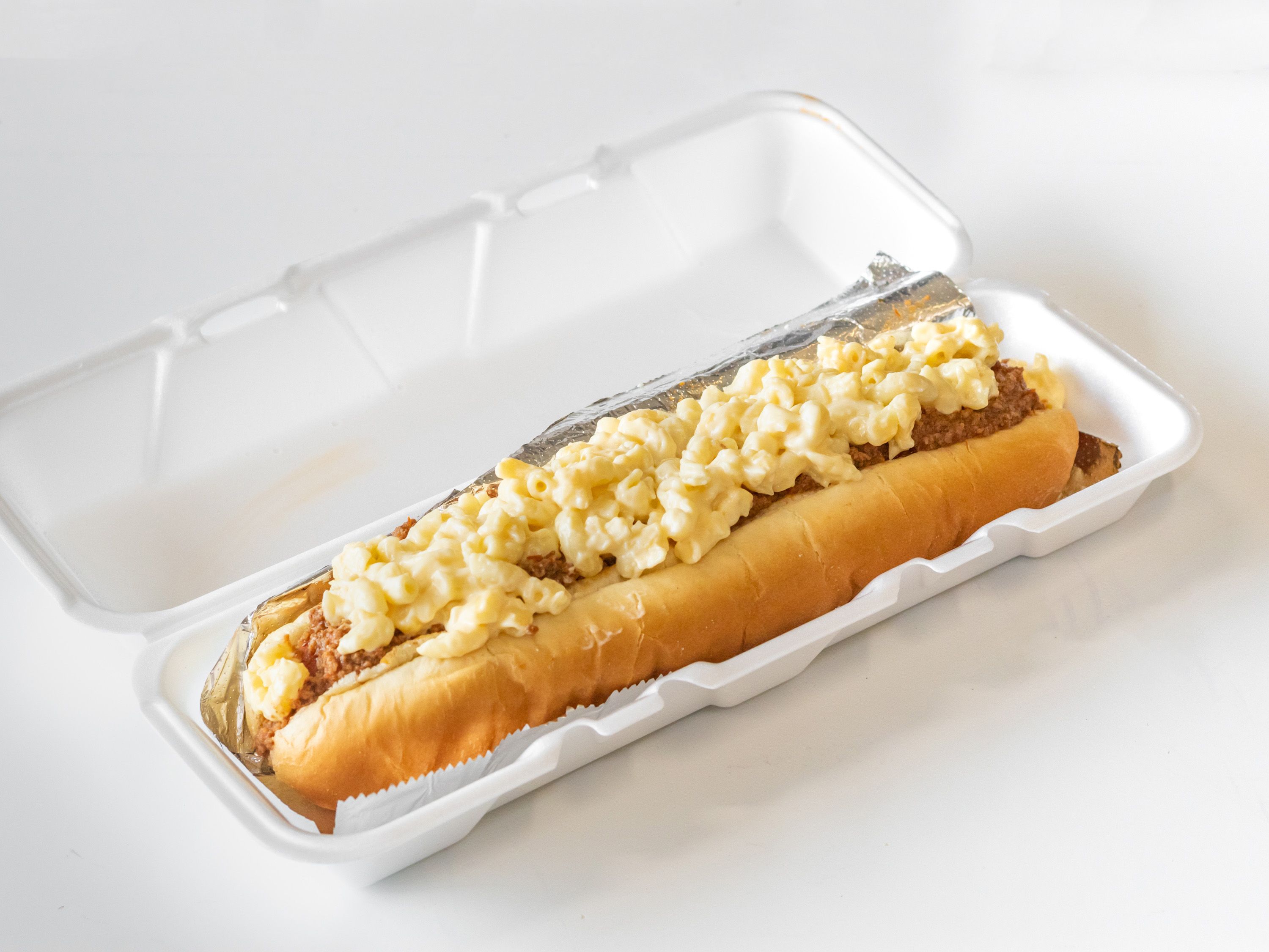 Order Mac N Cheese Coney  food online from Mama Hotdogs store, Akron on bringmethat.com