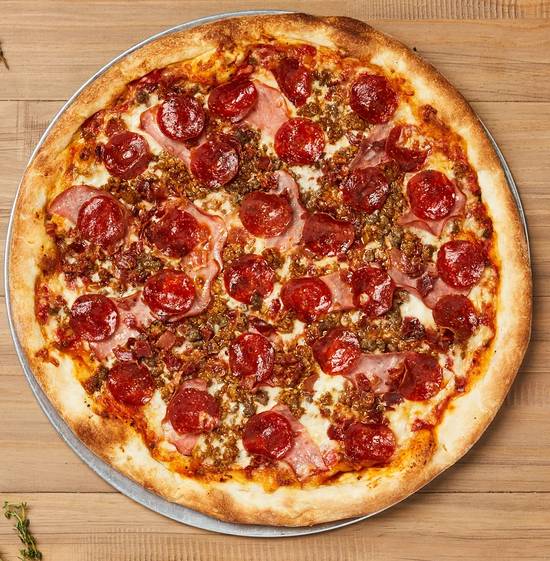 Order Meat Deluxe Pizza - Med 12" food online from Johnny New York Style Pizza store, Atlanta on bringmethat.com