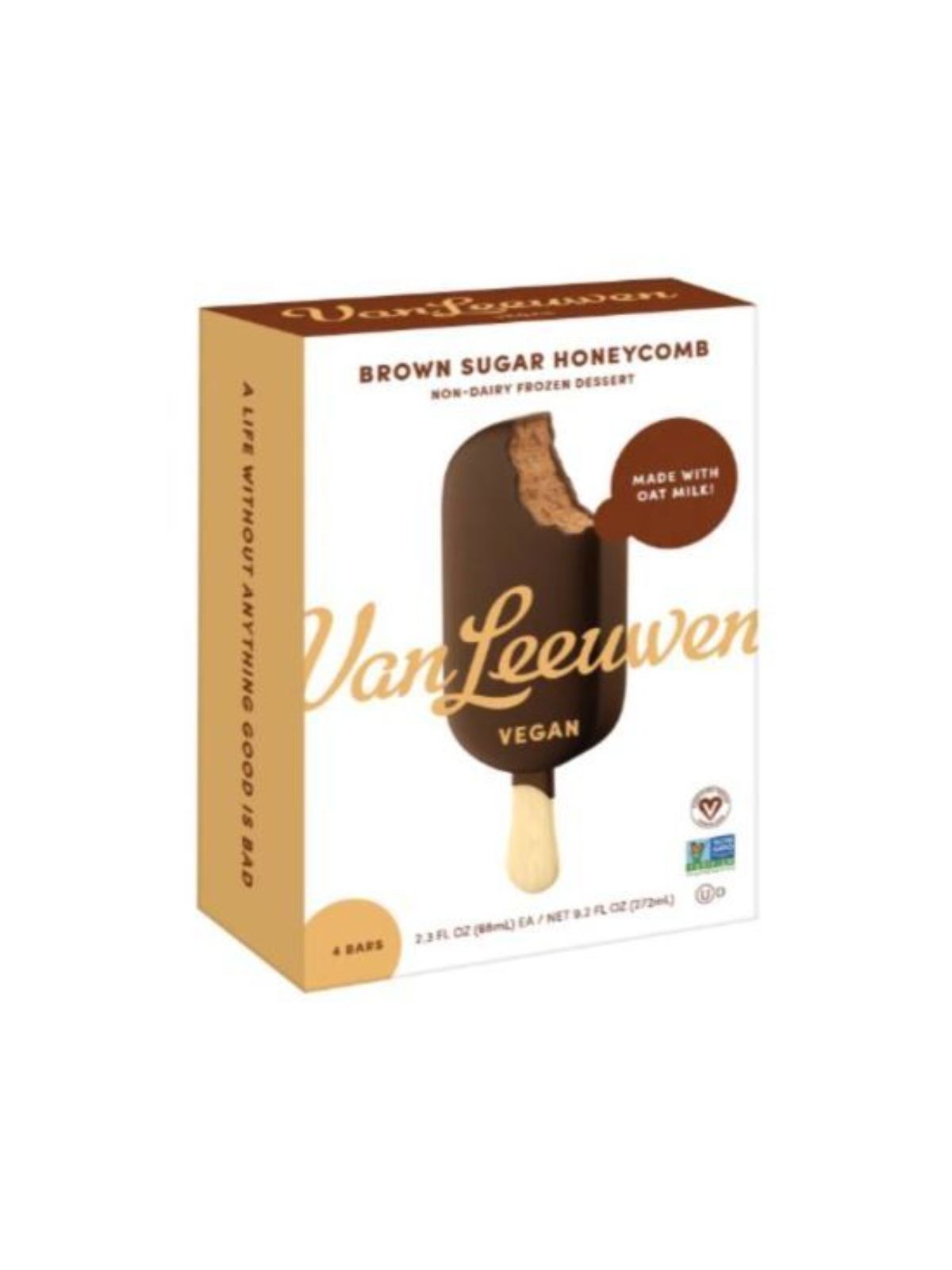 Order Van Leeuwen Vegan Brown Sugar Honeycomb Ice Cream Bar (4 bars) food online from Goodees Cravings store, Los Angeles on bringmethat.com