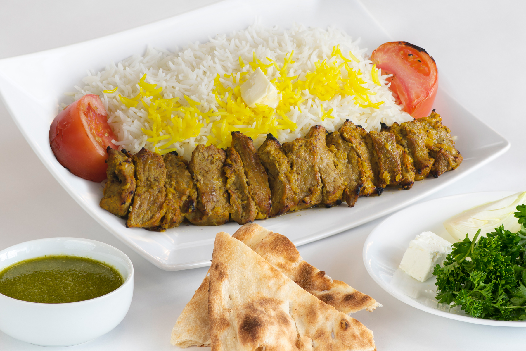 Order 2. Chenjeh Kabob food online from Saffron House Of Kabob store, Sterling on bringmethat.com