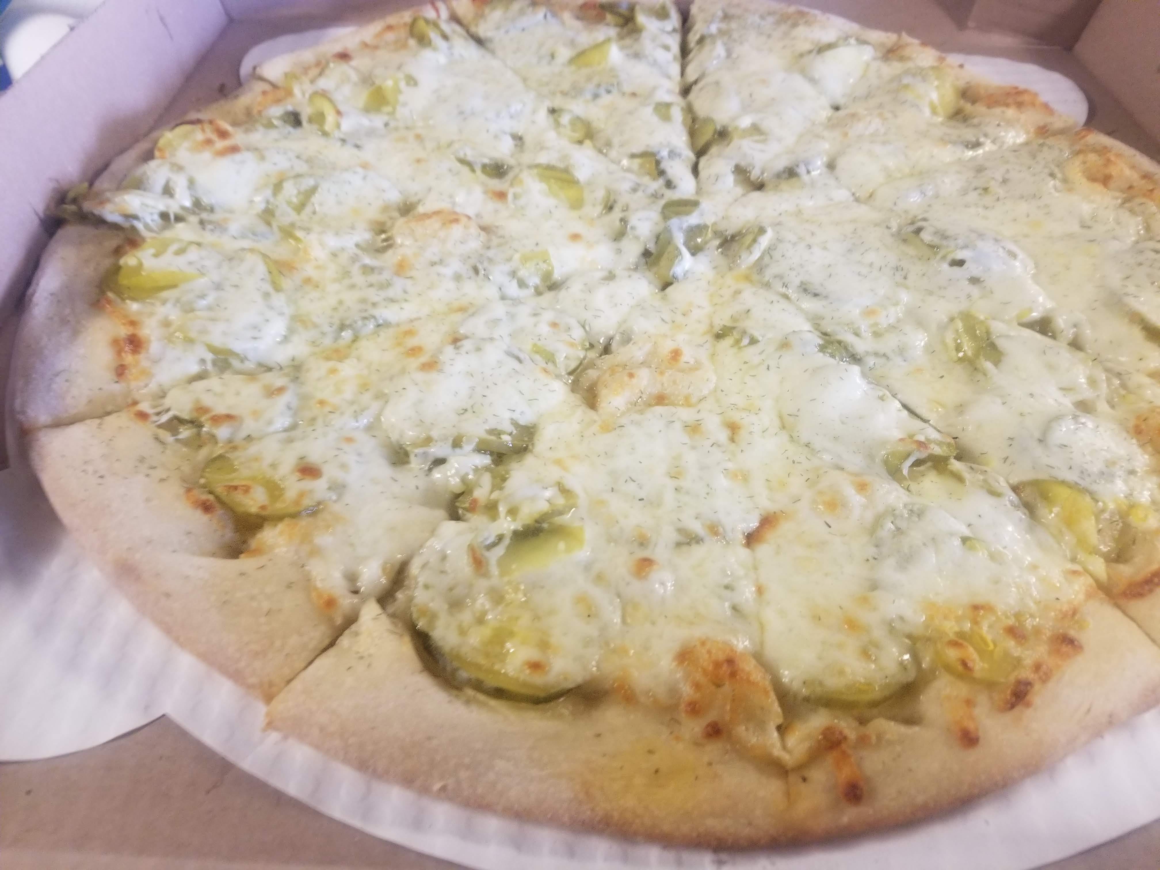 Order Pickle Pizza - Small 10" (4 Cut) food online from Novotny's Groceries & Pizza store, Worthington on bringmethat.com