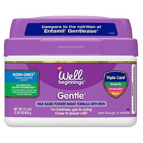 Order Well Beginnings Gentle Baby Formula Milk-Based Powder with Iron - 21.5 oz food online from Walgreens store, WALES on bringmethat.com