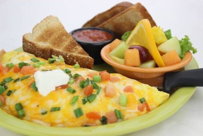Order Chicken Fajita Omelette food online from Scramblers - Center Road store, Cuyahoga County on bringmethat.com