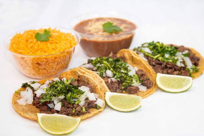 Order 3 Taco Dinner food online from Taqueria Express store, Chicago on bringmethat.com