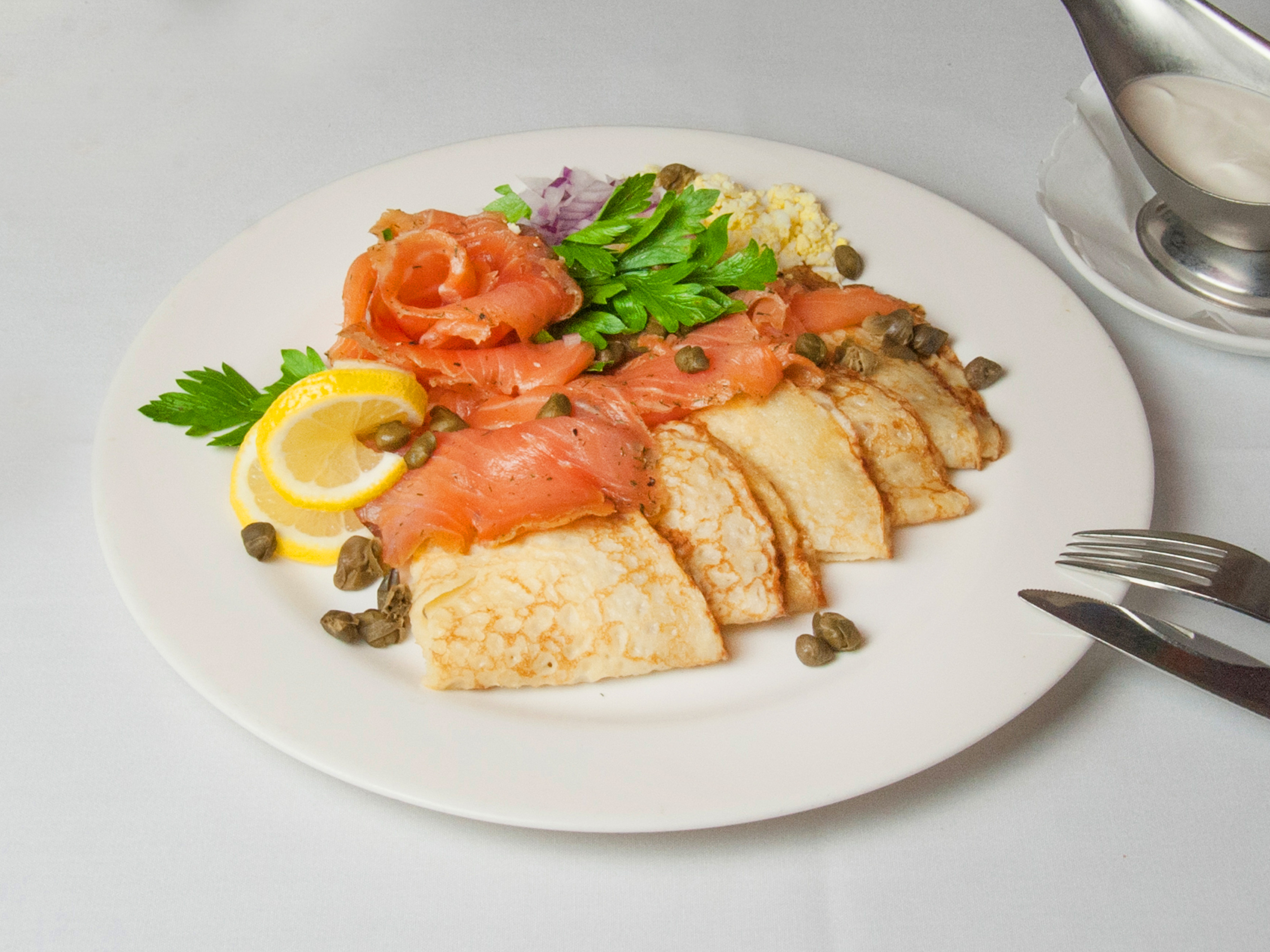 Order Salmon Blini food online from Russian Samovar store, New York on bringmethat.com