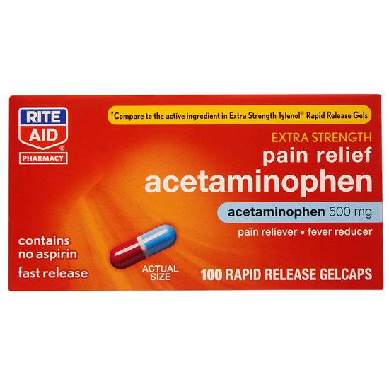 Order Rite Aid Acetaminophen Rapid Release Gelcaps 500mg (100 ct) food online from Rite Aid store, Canal Fulton on bringmethat.com