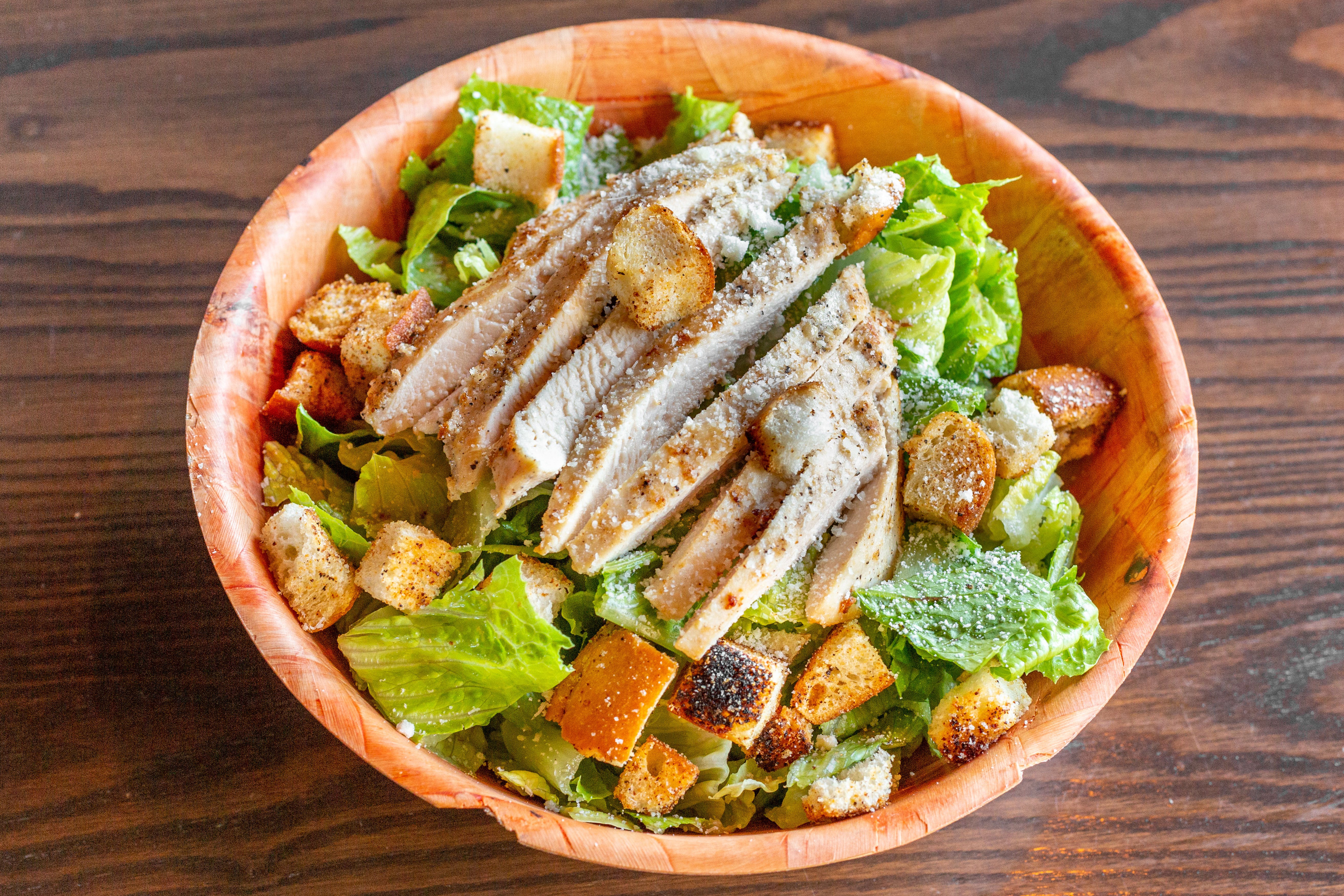 Order Grilled Chicken Caesar Salad - Salad food online from King of Pizza store, Berlin on bringmethat.com