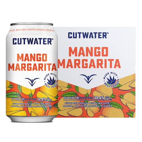 Order Cutwater Mango Margarita - 12 oz Cans/4 Pack food online from Bottle Shop & Spirits store, Los Alamitos on bringmethat.com