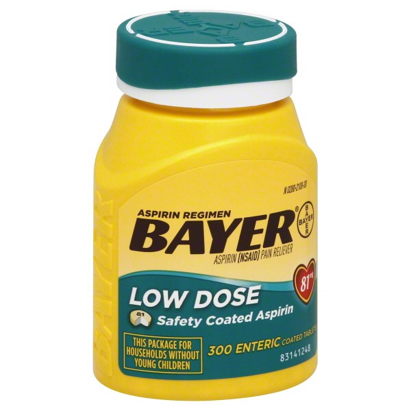 Order Bayer Low Dose Aspirin Enteric Coated Tablets, 81mg - 300 ct food online from Rite Aid store, ELMIRA on bringmethat.com