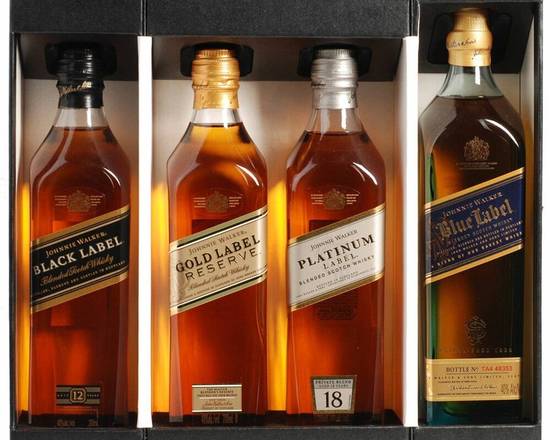 Order Johnnie walker blended scotch combo 1 each black laber 12yr 18yr gold reserve & blue laber 200ml  food online from House Of Wine store, New Rochelle on bringmethat.com