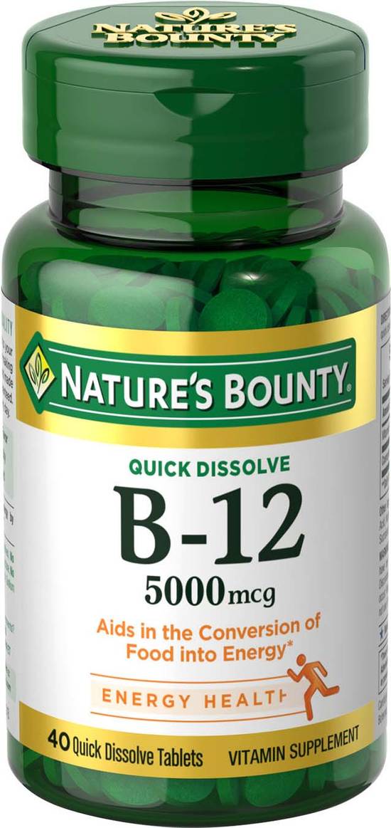 Order Nature's Bounty Vitamin B-12 Quick Dissolve Tablets 5mg (40 ct) food online from Rite Aid store, Palm Desert on bringmethat.com
