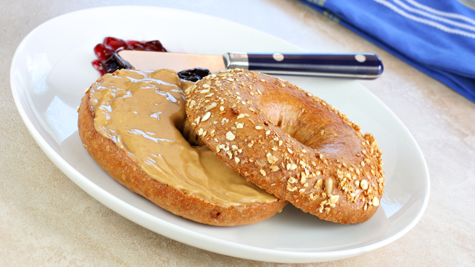 Order Bagel with Peanut Butter food online from Ny Jumbo Bagels store, New York on bringmethat.com
