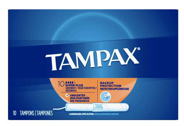 Order Tampax Tampons, Cardboard, Super Plus - 10 tampons food online from Loma Mini Market store, Long Beach on bringmethat.com