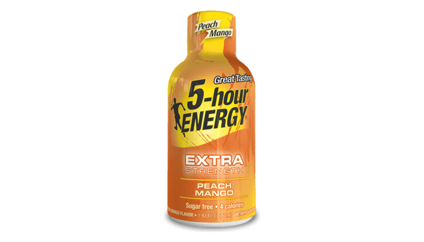 Order 5-Hour Energy Extra Strength Peach Mango 1.93oz Bottle food online from Spikes Bottle Shop store, Chico on bringmethat.com