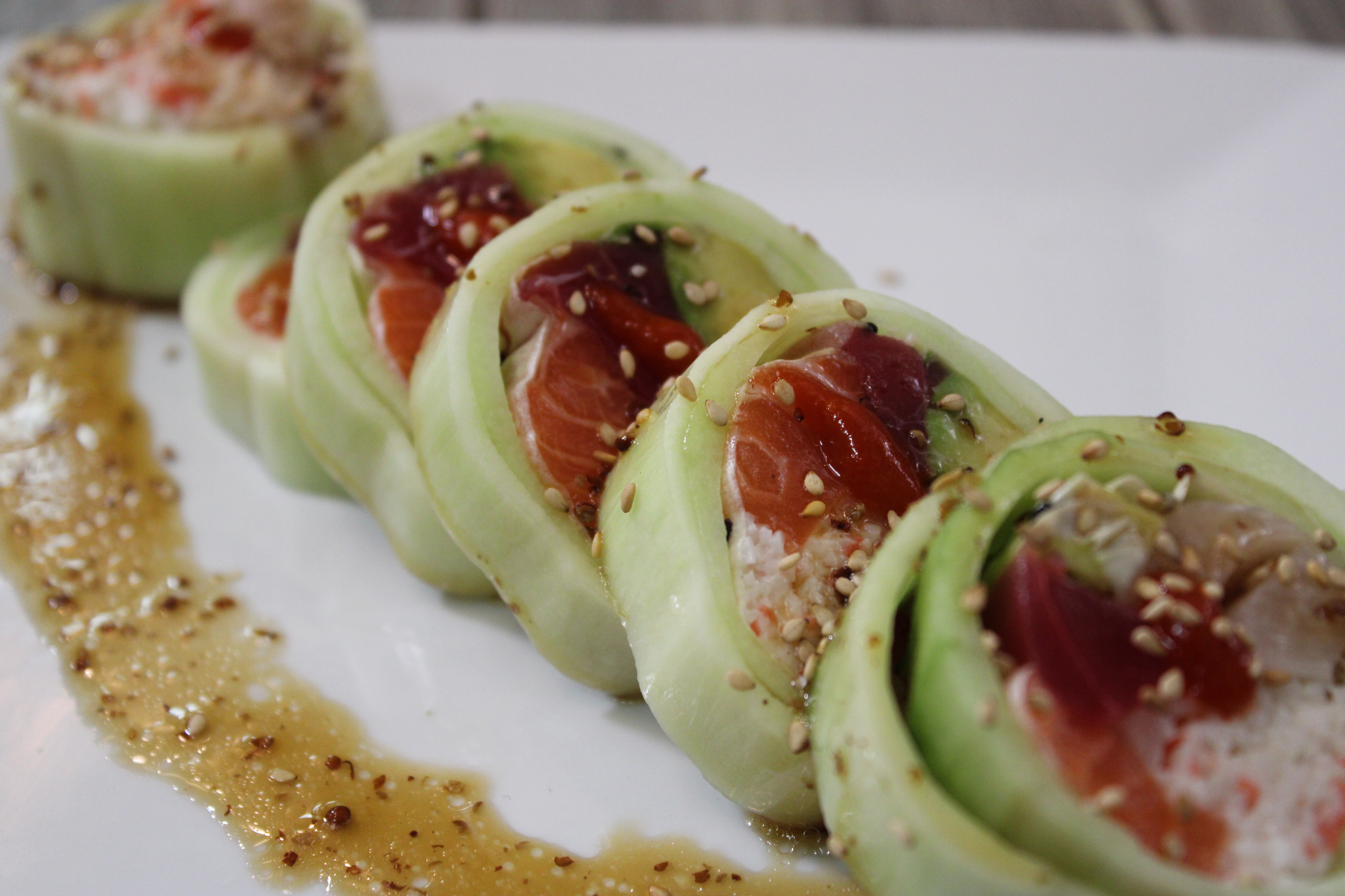 Order House Cucumber Roll food online from Kibo Sushi store, Ventura on bringmethat.com