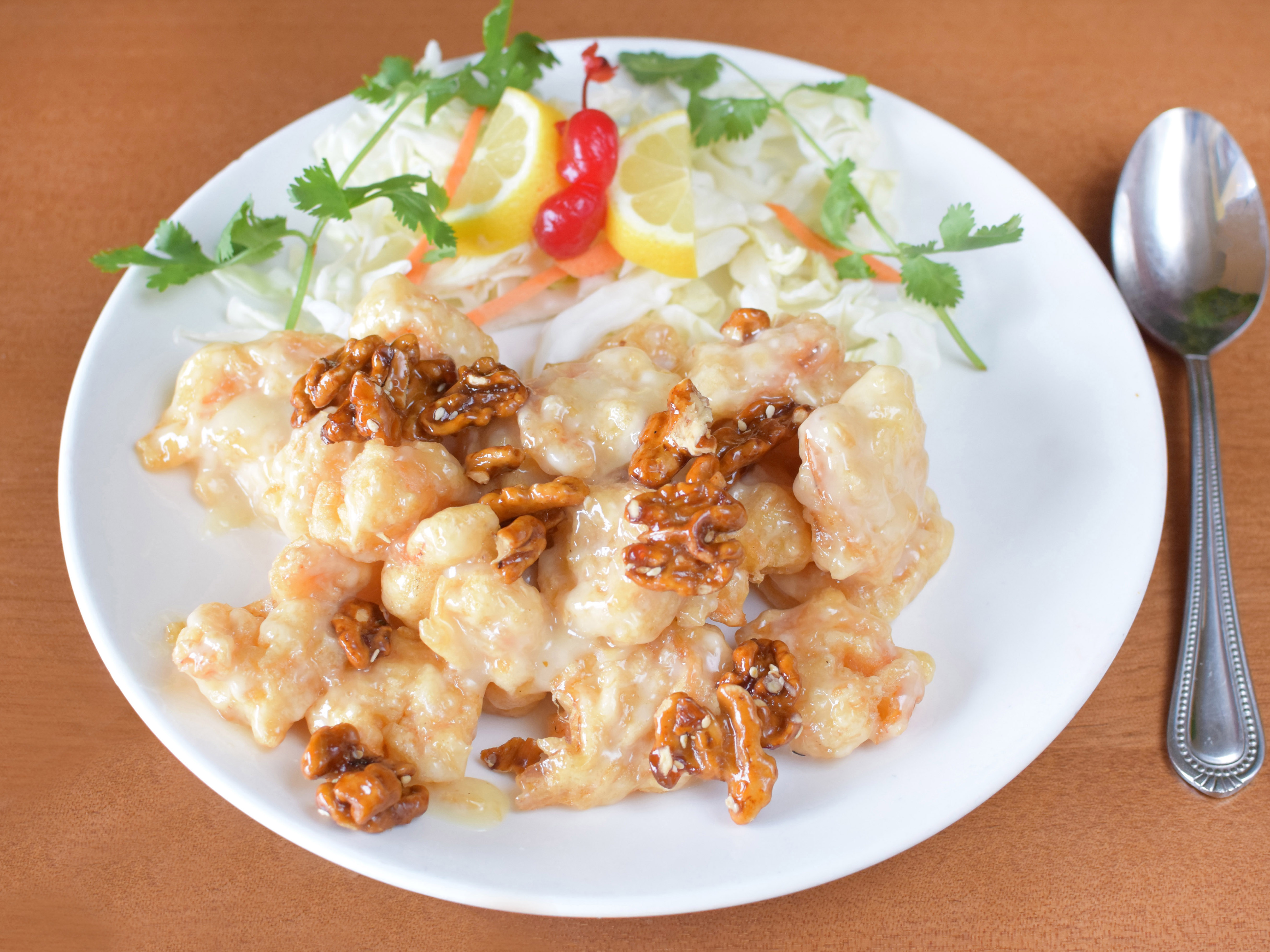 Order 4. Honey Walnut Mayonnaise Shrimp food online from Jasmine Garden Chinese restaurant store, Riverside on bringmethat.com