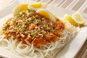 Order Pancit Palabok (Thick Rice Noodles) food online from Max's Restaurant store, Waipahu on bringmethat.com